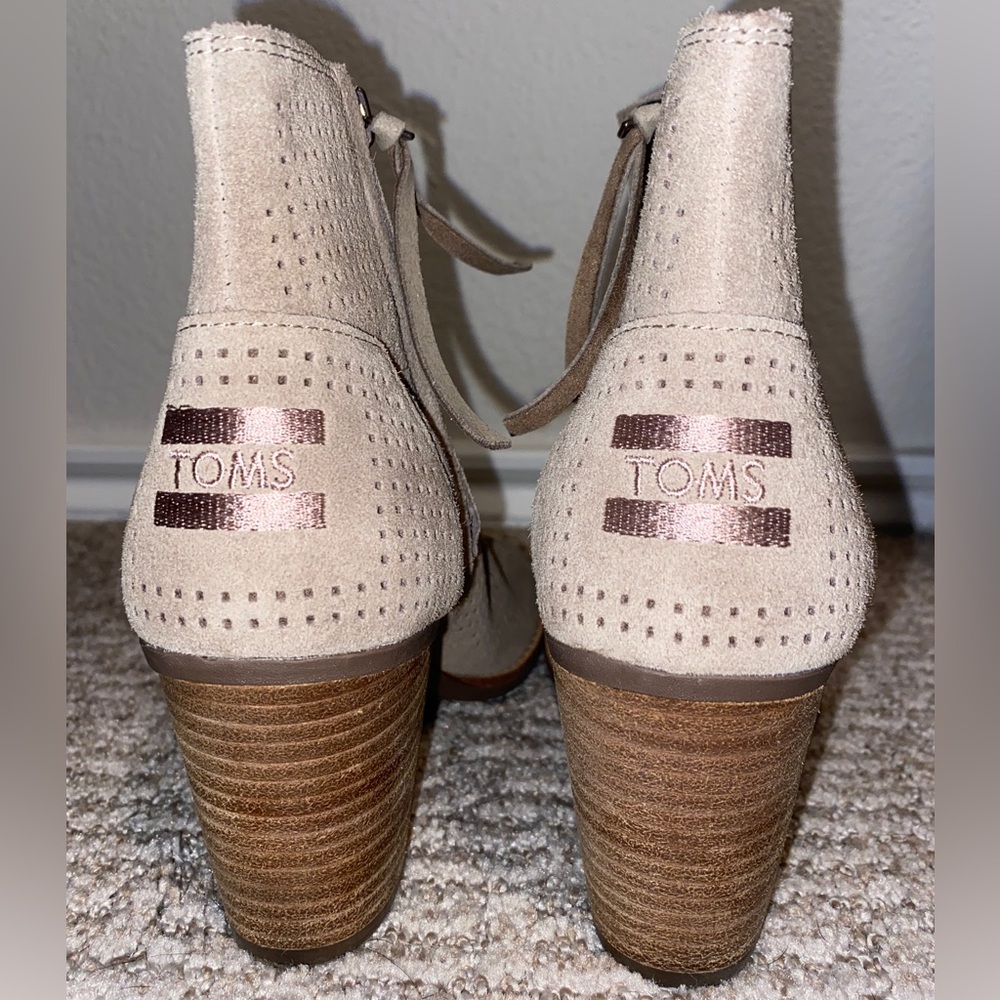 Toms, Open Toe, Suede Booties. Size 6.5, Barely W… - image 2